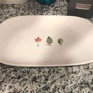Seasonal Leaf and Acorn White Platter Rae Dunn brand new